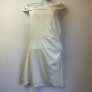 Lulu's dress women M white off the shoulder body con ruching lined‎ NWT